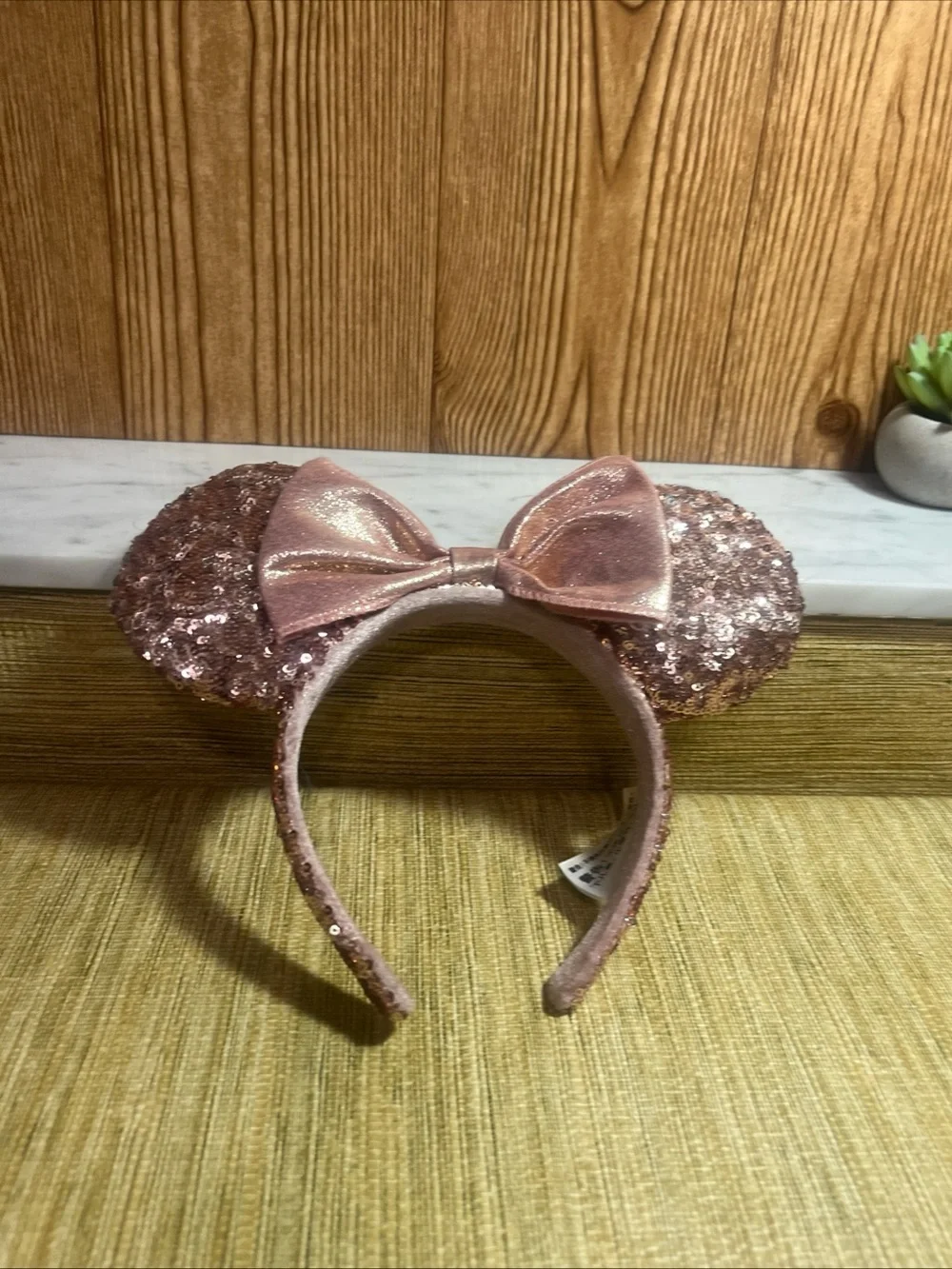 Disney Parks Kids Sparkle Minnie Mouse Ear Headband with Bow - Pink